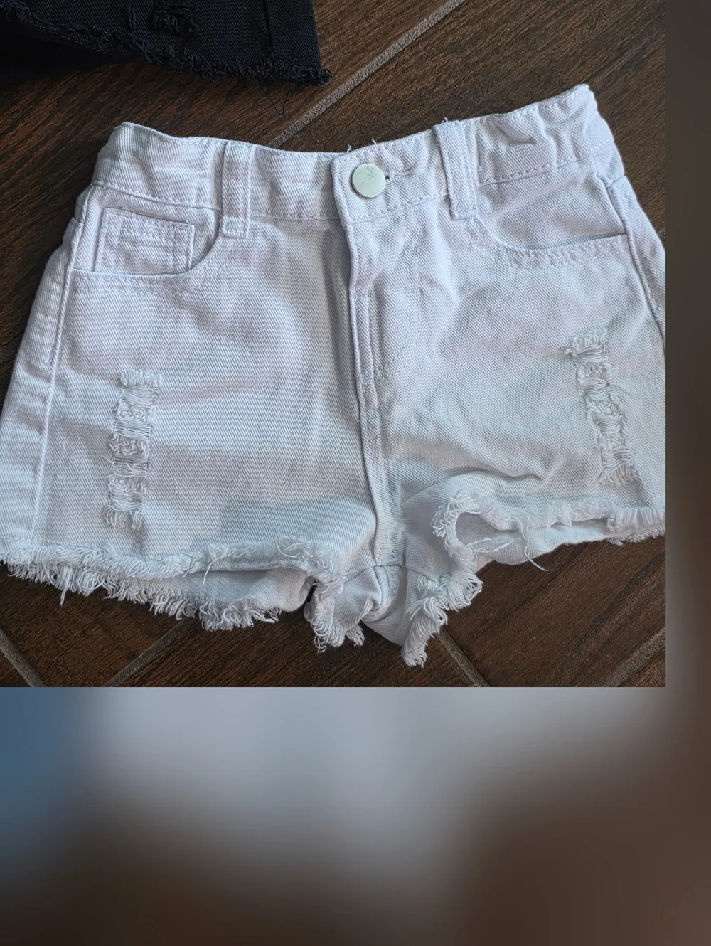 Kids Distressed Denim Shorts - Black, Light Blue, White - Picture 2 of 13